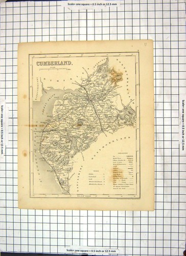 Antique old print map - old,