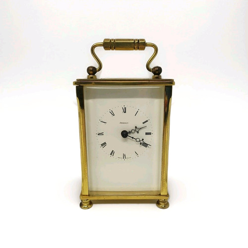 Vintage brass carriage - brass, clock