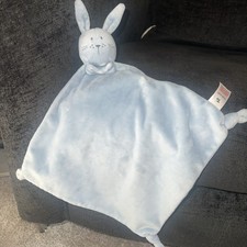 Baby comforter Bunny Rabbit Blue TU Sainsbury's Blanket Blankie Bow tie New❤️