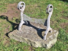 Reclaimed Antique Garden Wrought Iron Foot Boot Scraper York Stone Base FREE P&P