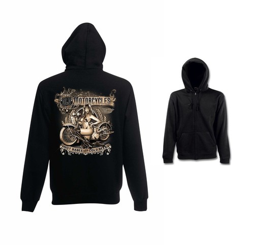 Sweatshirt jacket black biker - sweatshirt,
