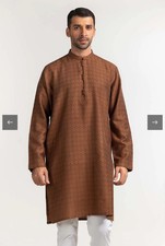 Designer Gul Ahmed Mens Kurta Kameez Brown XL / Extra Large Pakistani Eid Wear