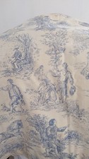 Dorothy Draper Toile De Jouy Single Curtain 96"x110" Fabric Blue Cream