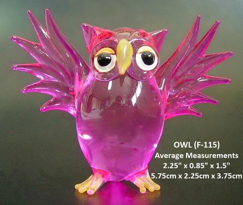 Glass owl pink - glass, bird