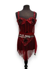 Red Arabian lady Beaded Belly Dancer size XS - Ex Hire Fancy Dress Costume