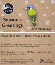 RSPB Pin Badge NIIC Special Christmas Green Woodpecker P03148