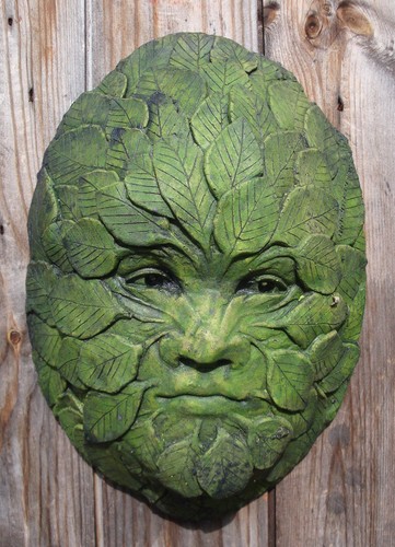 Green man wall plaque stone - man,
