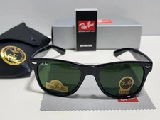 Ray-Ban RB2140 Wayfarer Sunglasses 50mm Black Frame Green Lens UV Protection