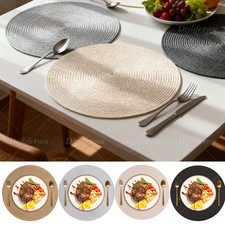 Set of 12 Woven Round Placemats and Coasters Table Place Mats for Dining Table