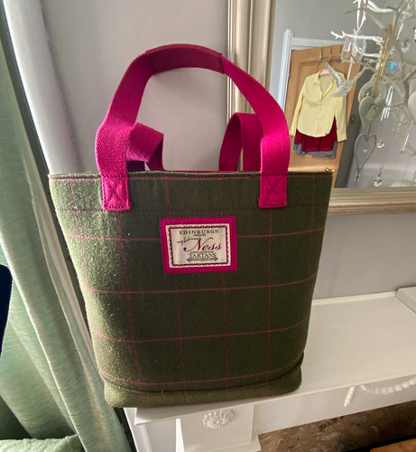 Ness green check - green, tote