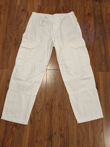 Zara white cargo trousers w34 - white,