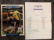 PROGRAMME + TEAM SHEET – Everton v Sheffield Wednesday 29-08-1987