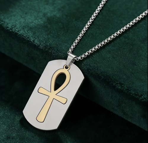 Gold silver ankh pendant - gold,