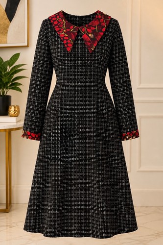 Black tweed style long sleeve - long,
