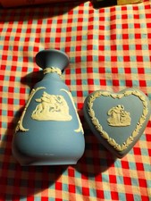BLUE WEDGEWOOD VINTAGE JASPERWARE BUD VASE TRINKET BOX BUNDLE