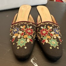 Madeline Kitten Mules. Cage Embroidered,embellished. dainty. 1.5" Heel;  7 1/2 M
