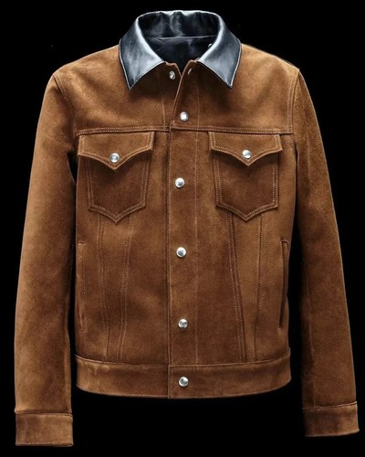 Men brown suede leather - men's,