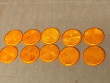10 X AMBER ORANGE ROUND SELF ADHESIVE 60MM SIDE REFLECTOR TRAILER CARAVAN (0324)