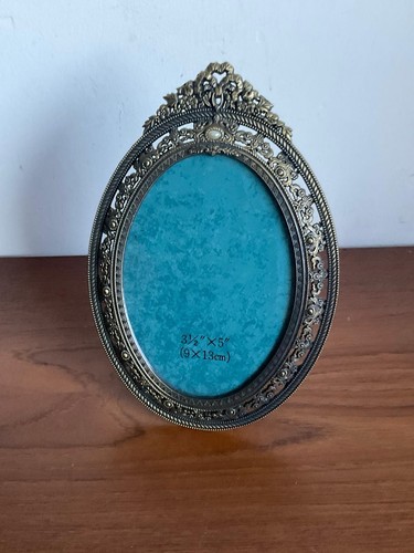 Brass faux pearl ornate oval - pearl,