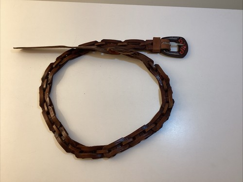 Brown woven belt - brown,