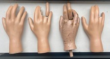 Four Mannequin Hands with Three Broken-off Fingers - Halloween or Glove Display