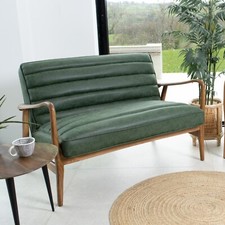 GREEN SOFA FAUX LEATHER RETRO