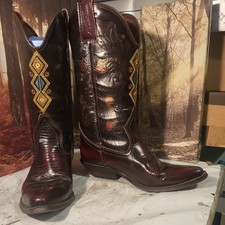 Kentucky Western Womens Burgundy Leather Cowboy Boots Size 5/38