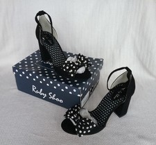 Ruby Shoo Dorry Navy Polka Dot Heeled Sandal UK Size 7