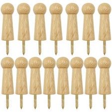 15PCS Wooden Coat Pegs, Screw-On Shaker Pegs with Screw, for Hanging Coat Hat Ba