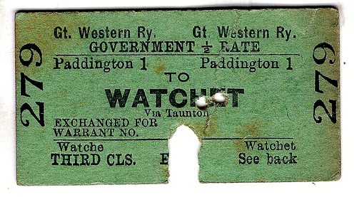 Railway ticket w r - railway, g.w.r