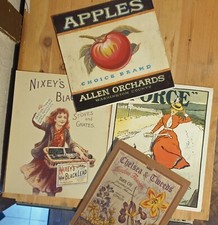 4 Vintage Advertising prints Repro Nixeys Lead Black Force Cereal Apples Seeds
