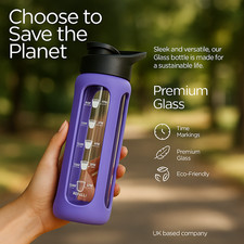 Glass Water Bottle 700ml Flip