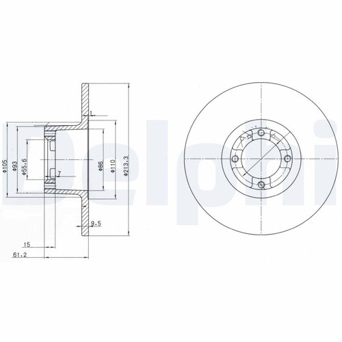 Brake disc delphi bg2081 - brake, front