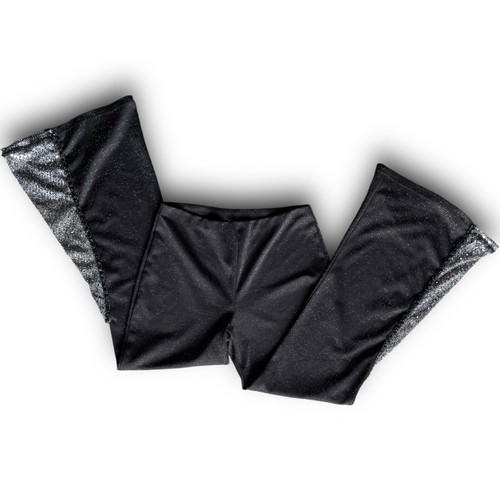 Vtg black silver sparkle pants - silver,