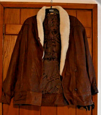 Brown leather bomber jacket