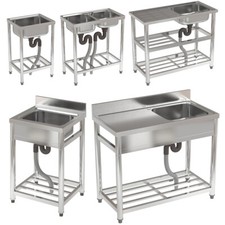Catering Sink Commercial Kitchen Stainless Steel Single Double Bowl Drainer Unit