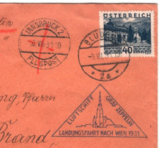 AUSTRIA GRAF ZEPPELIN Air Mail Cover Bludenz Innsbruck 1931 Friedrichshafen KZ9