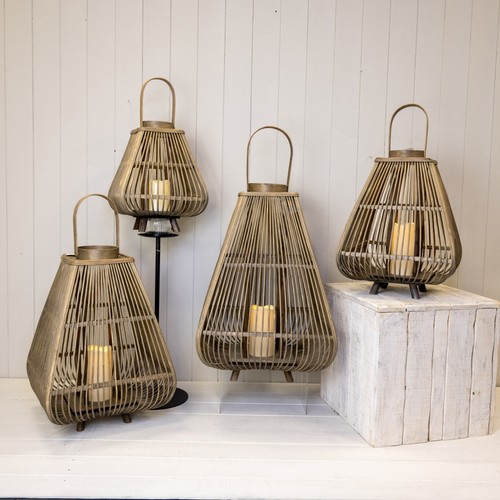 Large woven bamboo lantern - woven,