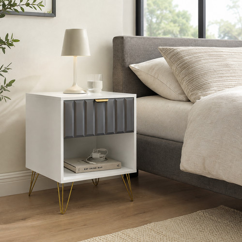 White bedside table - gold, legs
