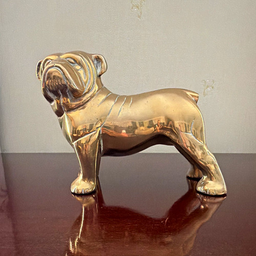 Brass bulldog dog figurine - brass,