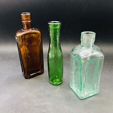 Antique Bottles Apothecary Pharmacy x 3 Clear Trio Chemist Three Colours & Sizes