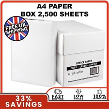 OFFICE A4 WHITE PAPER 80 GSM PRINTER COPIER 5 REAMS OF 500 SHEETS - 1 BOX PAPER