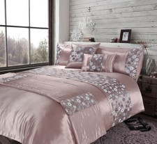 Luxury Embroidered Duvet Cover Set Filled Cushion Cover Runner Romi Bedding New
