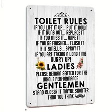 Toilet Rules Warning Metal Sign, Funny loo Sign You never Know, Ladies Gentlemen