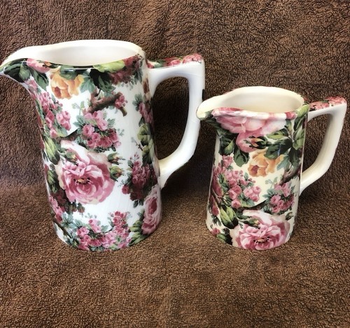 Vintage floral water jugs - vintage,