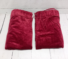Cotton Velvet Lined Curtains Burgundy Red Vintage 1990s England - 63"W x 53"D