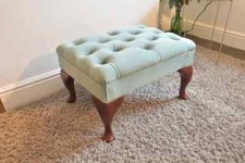 Made-to-Order Elegant Pale Green Plush Velvet Ottoman | Handcrafted & Tufted