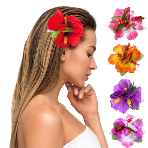 Hibiscus hair clips tropical - hibiscus,
