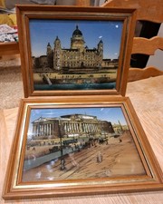 Pair Of Late 19th Century Reverse Prints On Glass - Liverpool - MOP lustre