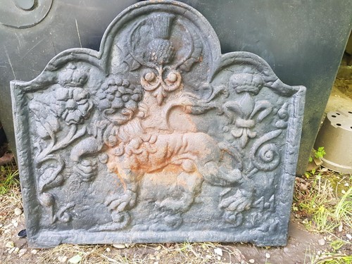 Antique fire back - cast, iron